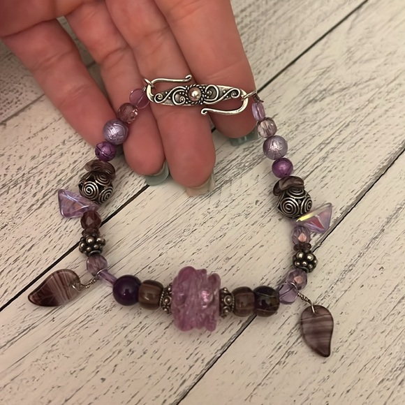 Vintage Sterling Purple Beaded Bracelet in Excellent condition - Picture 6 of 8